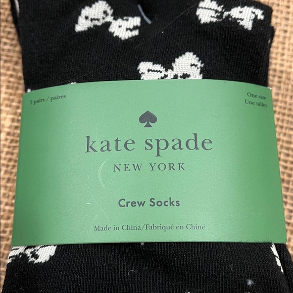 Kate Spade Black Socks with White Bow Design - Picture 2 of 3
